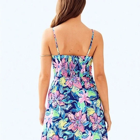 Lilly Pulitzer Easton Capri Soleil Fit & Flare Dress Navy Floral Sz 00 EUC - Picture 3 of 16